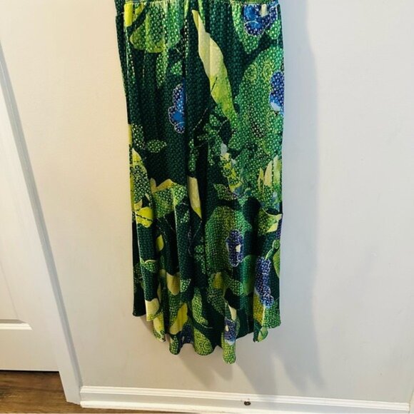 WHBM Green Floral Satin Hi Lo Maxi Dress 8 Mermaidcore Tropical Coquette Resero - Picture 6 of 15